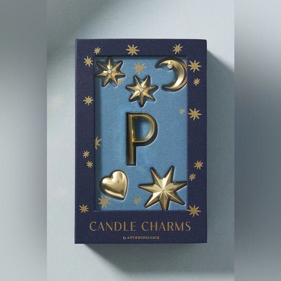 Anthropologie Other - Anthropologie Monogram Candle Charms Gold Letter “P” New In Box Stars Moon